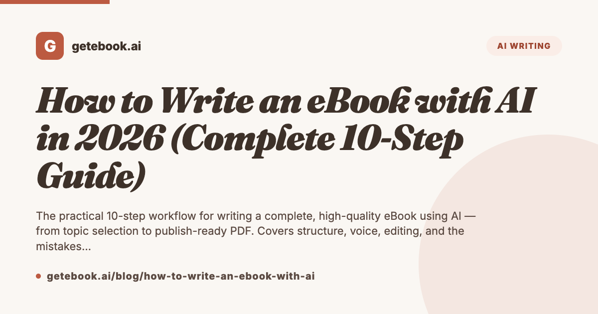 How to Write an eBook with AI in 2026 (Complete 10-Step Guide ...